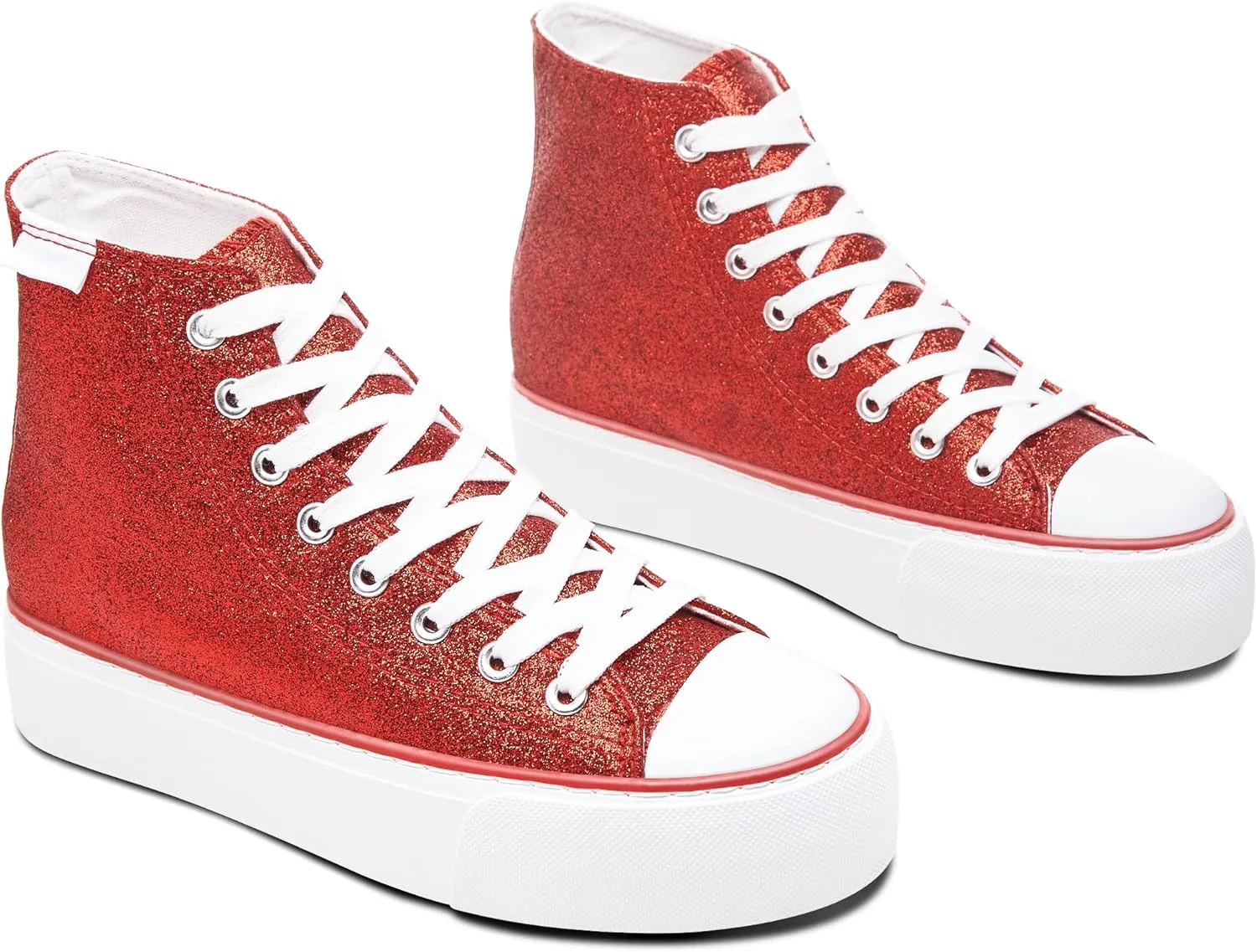 ALTOCIS Glitter Platform Fashion Sneakers,Sparkly Bling Mid Calf Sneaker for Women,Cute Comfortable Platform High Top Sneakers