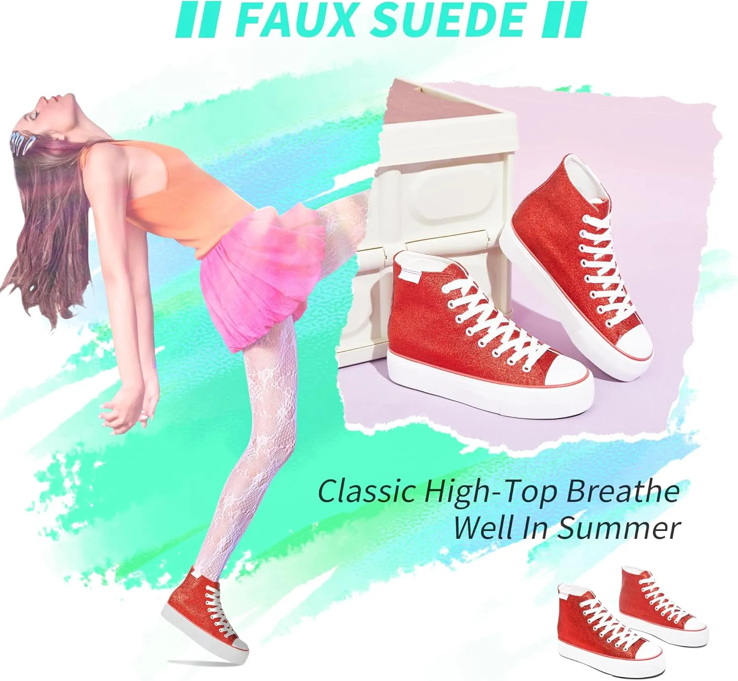 ALTOCIS Glitter Platform Fashion Sneakers,Sparkly Bling Mid Calf Sneaker for Women,Cute Comfortable Platform High Top Sneakers