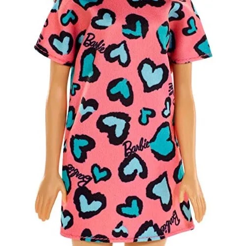Barbie Doll Brunette, Wearing Pink and Blue Dress and Sneakers