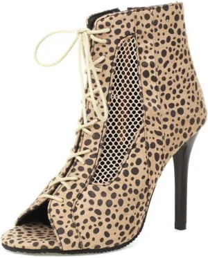 bbruriy Open Toe Dance Boots Women Latin Ballroom Lace-Up Ankle Dance Shoes Side Zip Stilettos High Heels