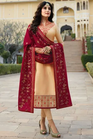 Beige Georgette Casual Straight Suit