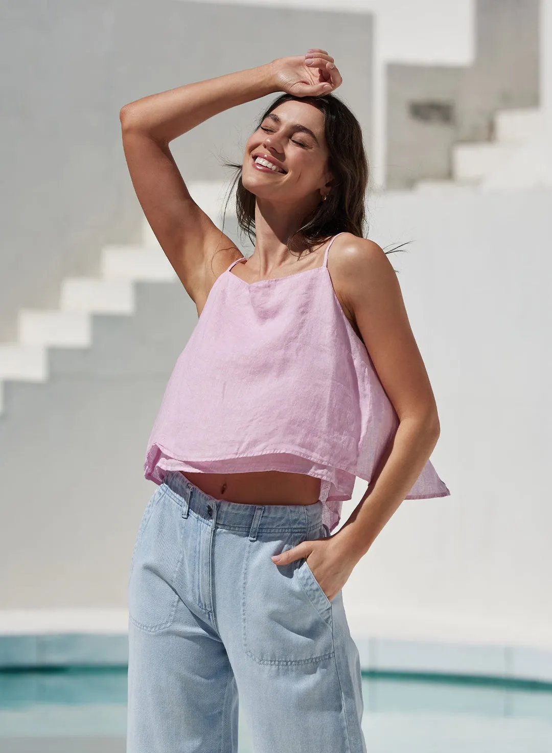 Bella Dahl Layered Button Back Cami in Pale Orchid