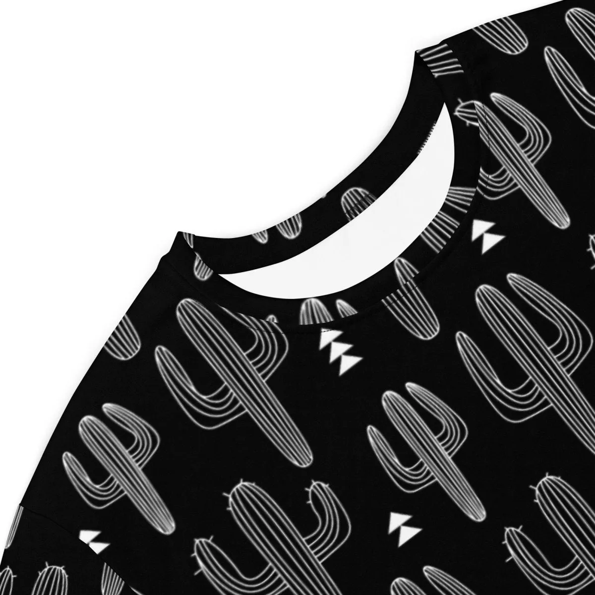 Black and White Cactus Print Oversized T-Shirt Dress 2XS-6XL