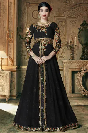 Black Georgette Embroidered Anarkali Suit