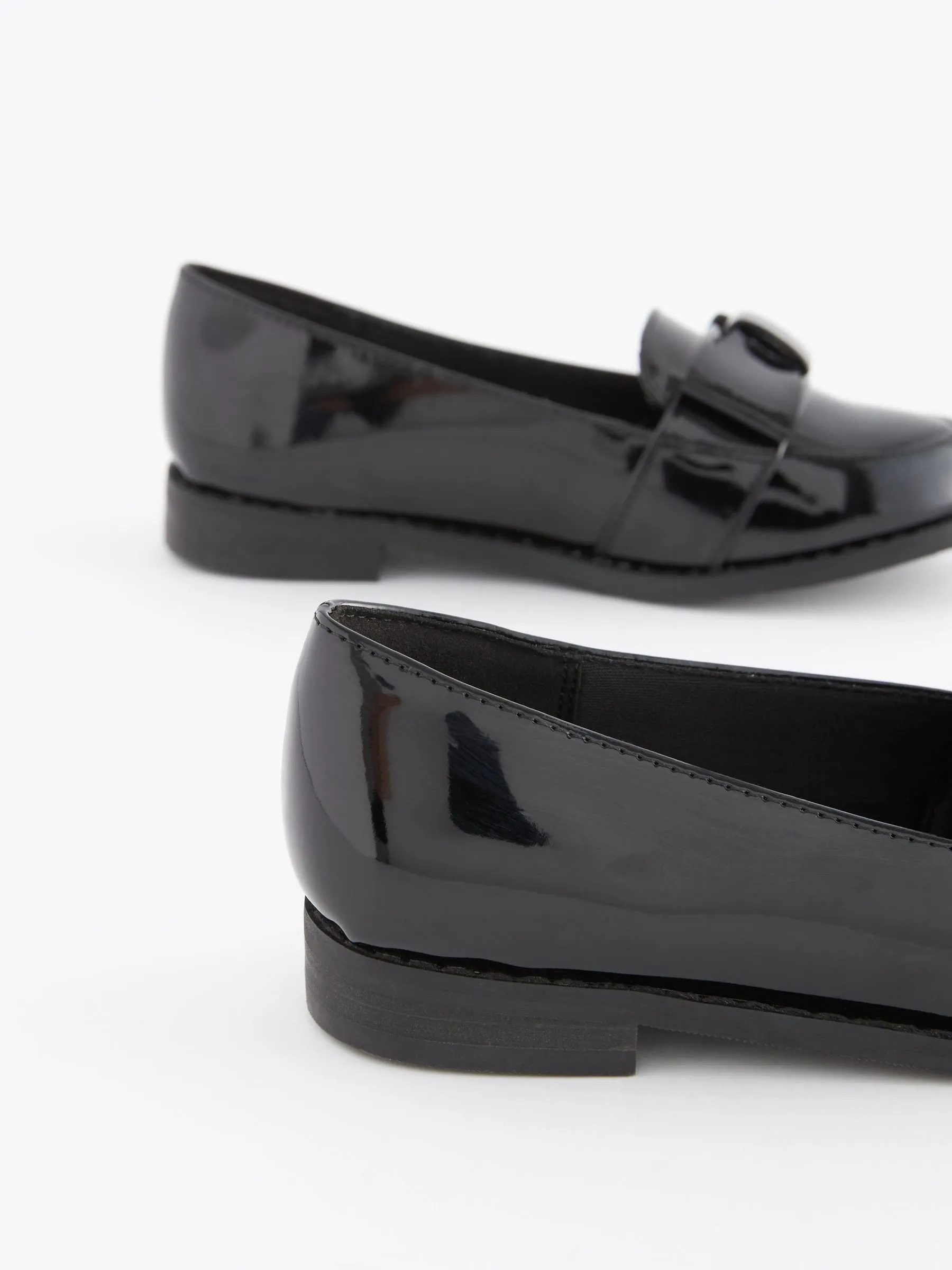Black Patent School Bow Loafers
