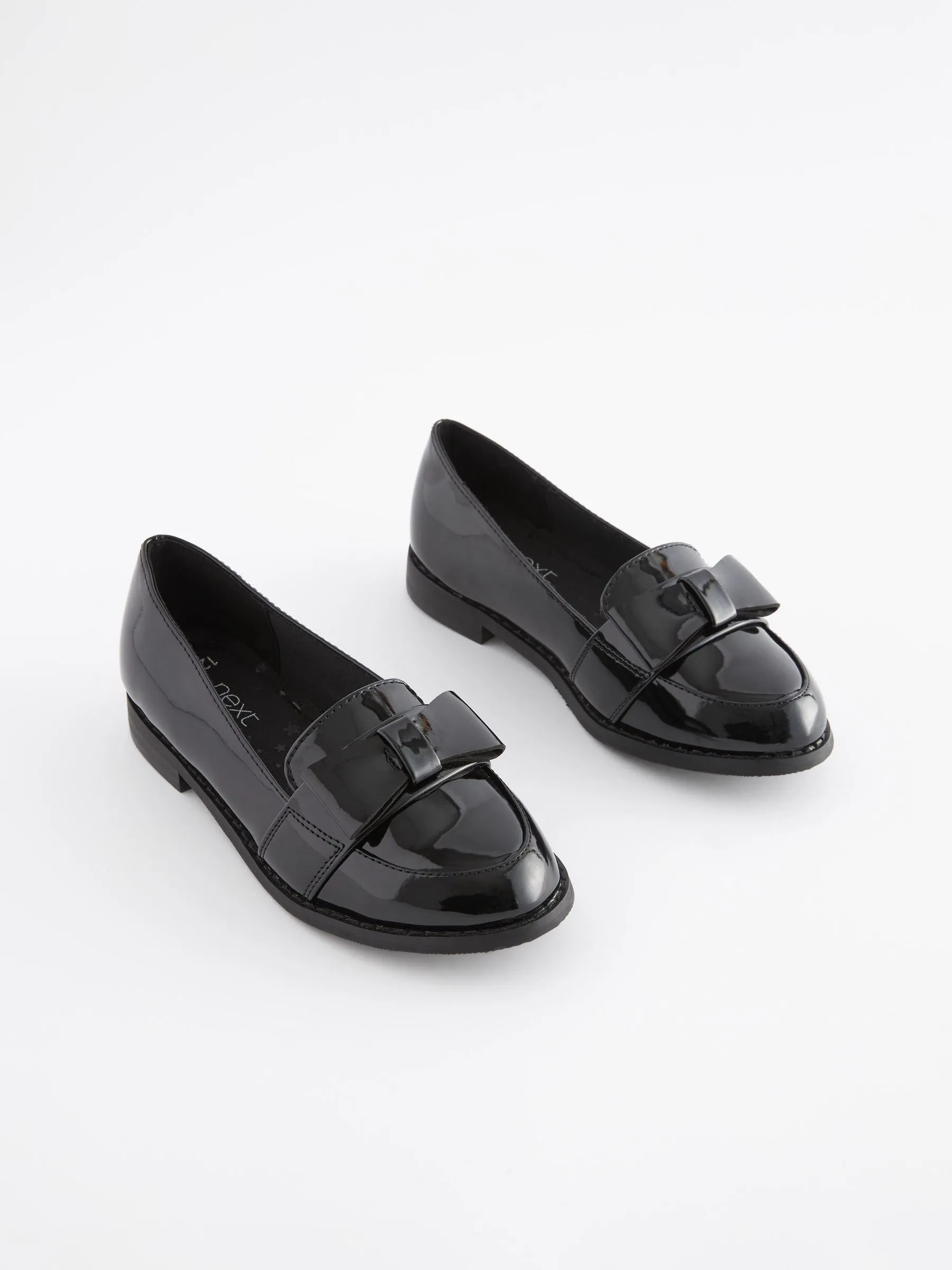 Black Patent School Bow Loafers