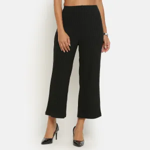 Black Ribbed Plazzo