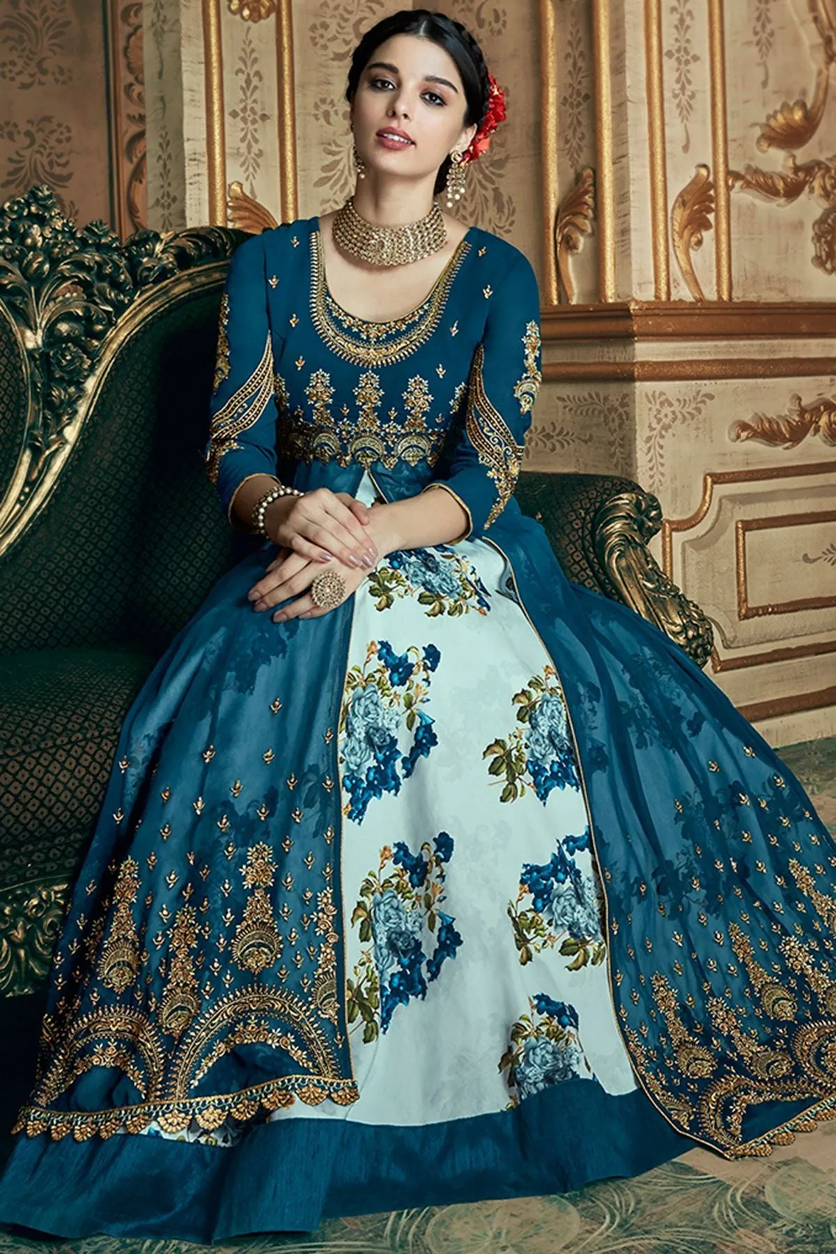 Blue Georgette Party Wear Anarkali Suit