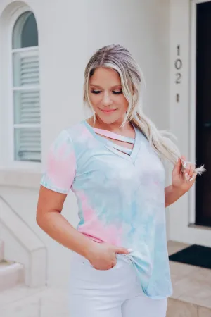 Blue Storm Acid Washed Top- Pink S-3X