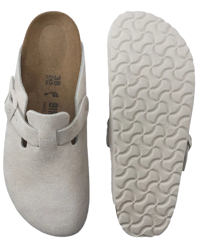 Boston Suede Leather Sandals in Antique White