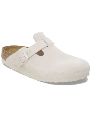 Boston Suede Leather Sandals in Antique White