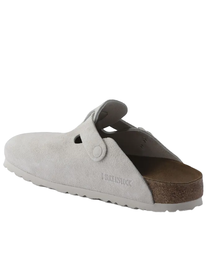 Boston Suede Leather Sandals in Antique White