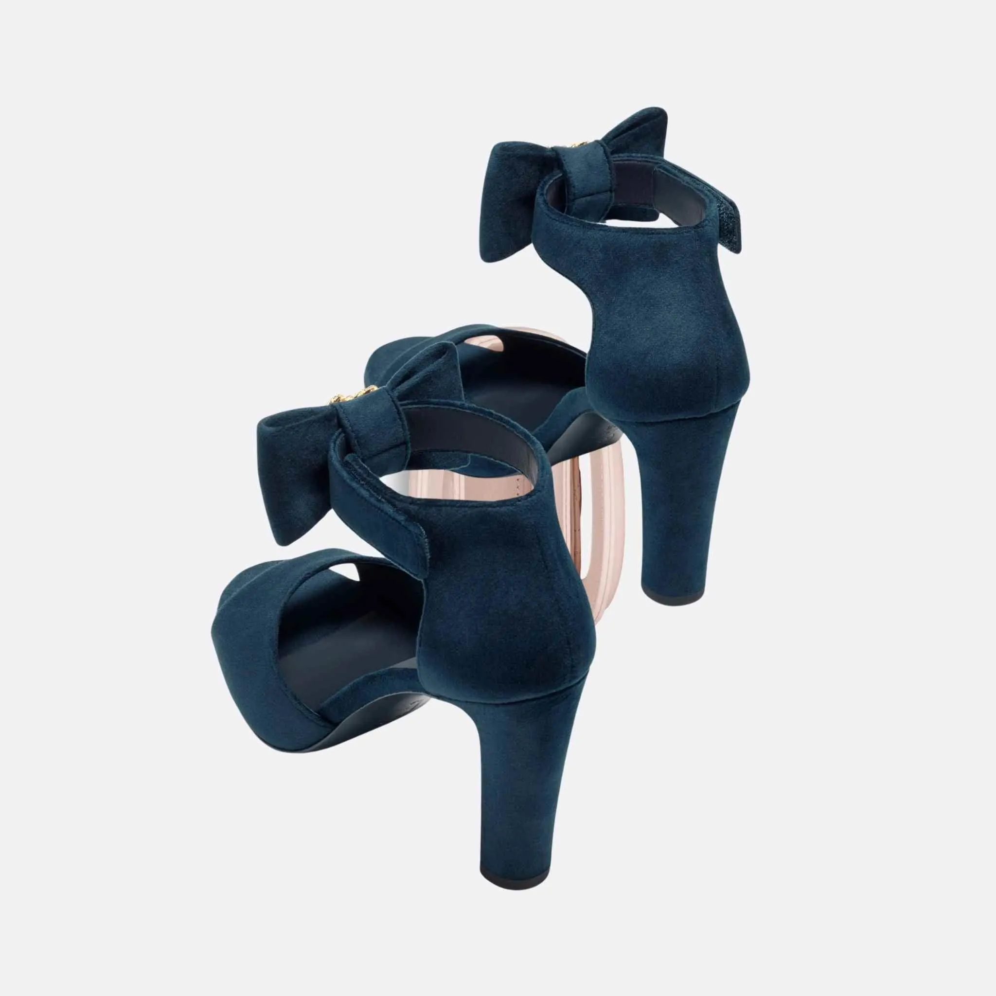 Chanel Sandals Velvet, Imitation Pearls  Metal Dark Blue