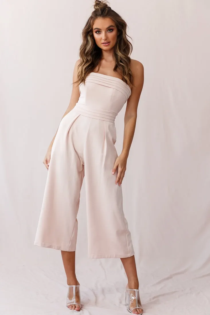 Chosen Strapless Wide Leg Jumpsuit Nude Pink