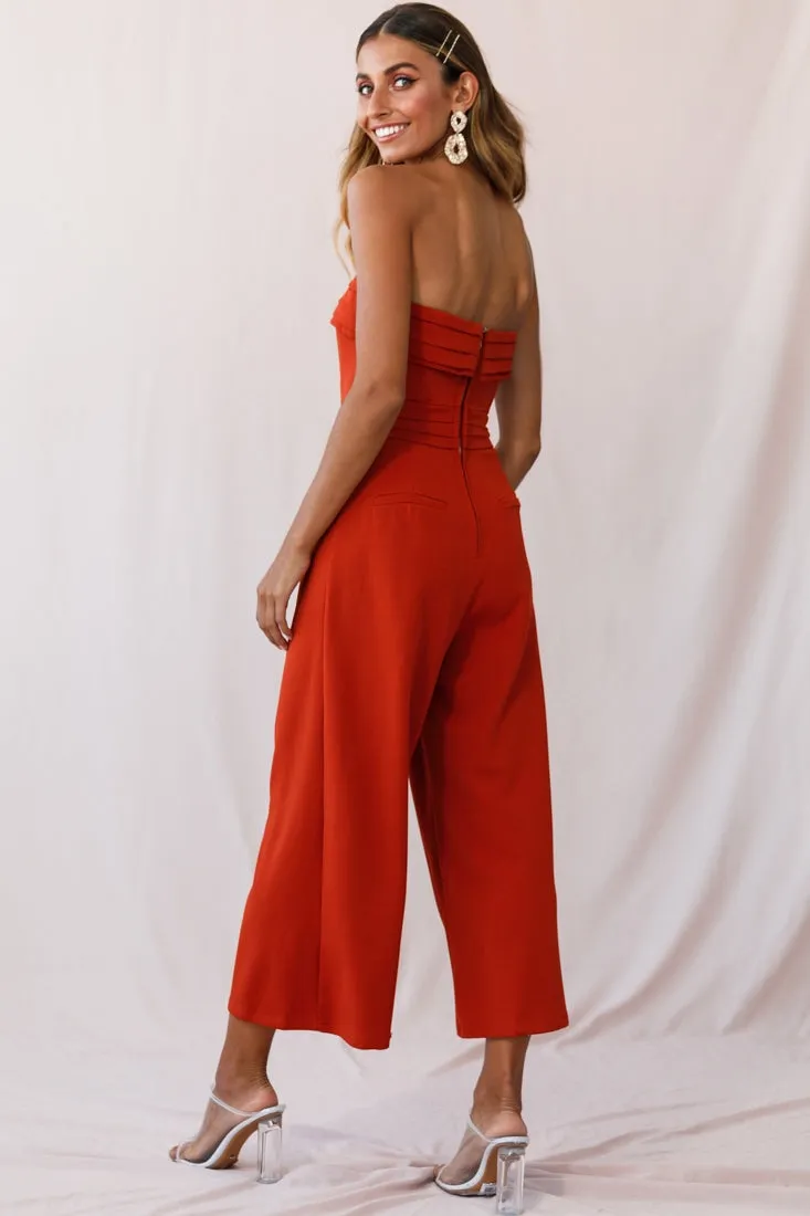 Chosen Strapless Wide Leg Jumpsuit Orange