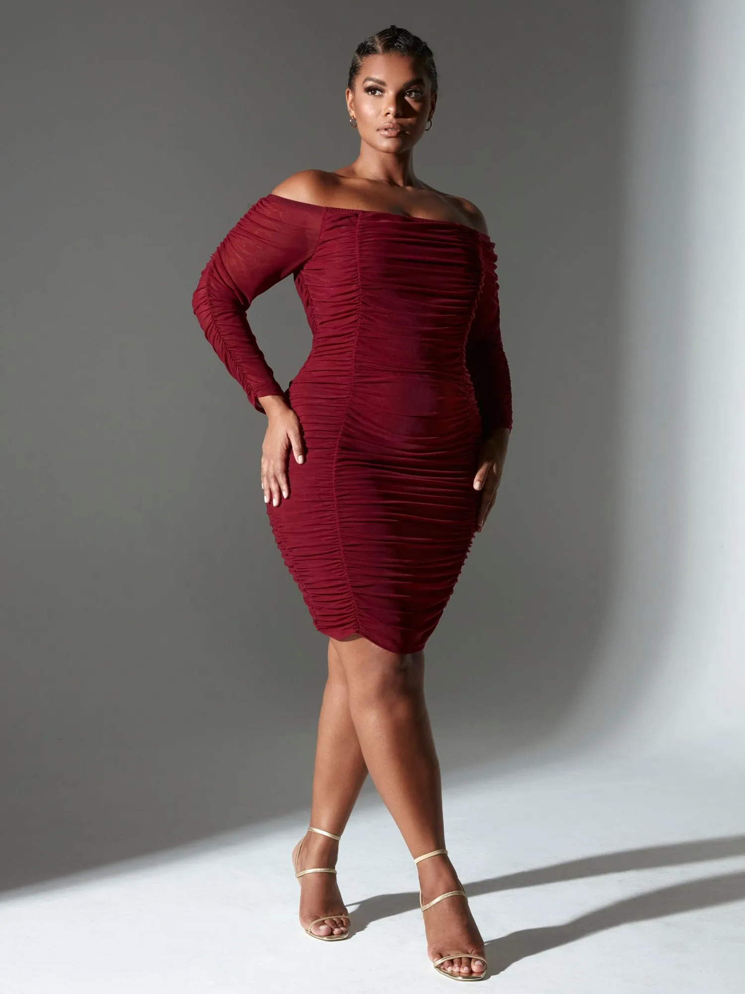 Claudia Ruched Mesh Dress