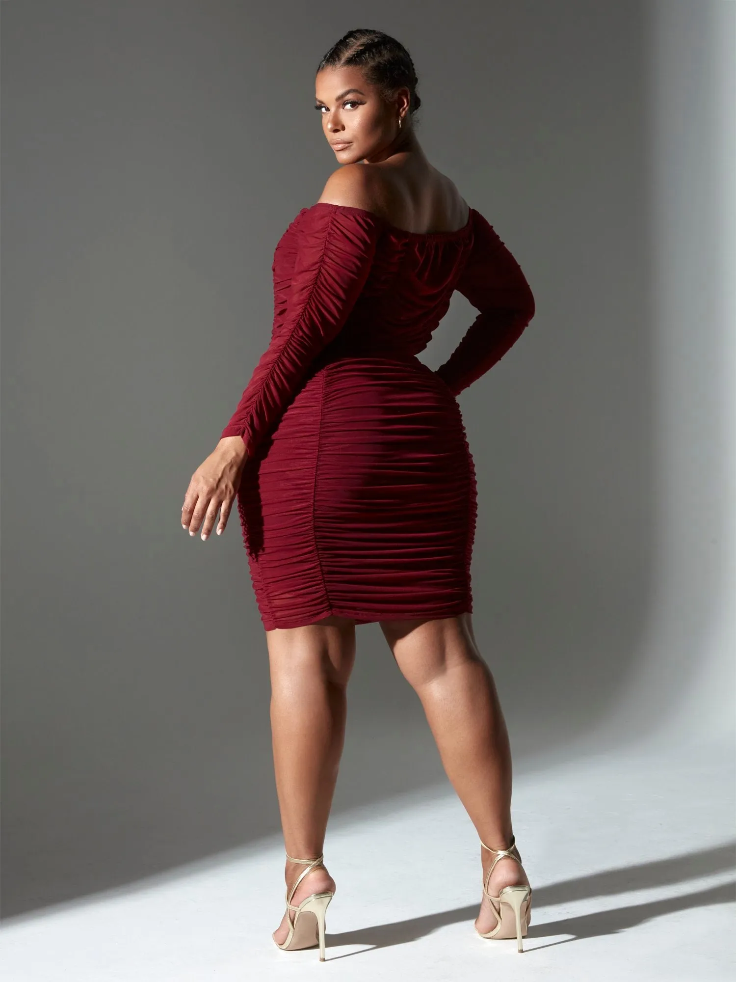Claudia Ruched Mesh Dress