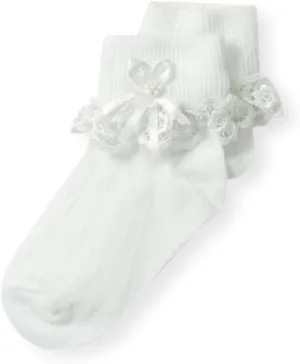 Country Kids Baby-Girls Newborn Venice Lace with Pearl Streamer Sock