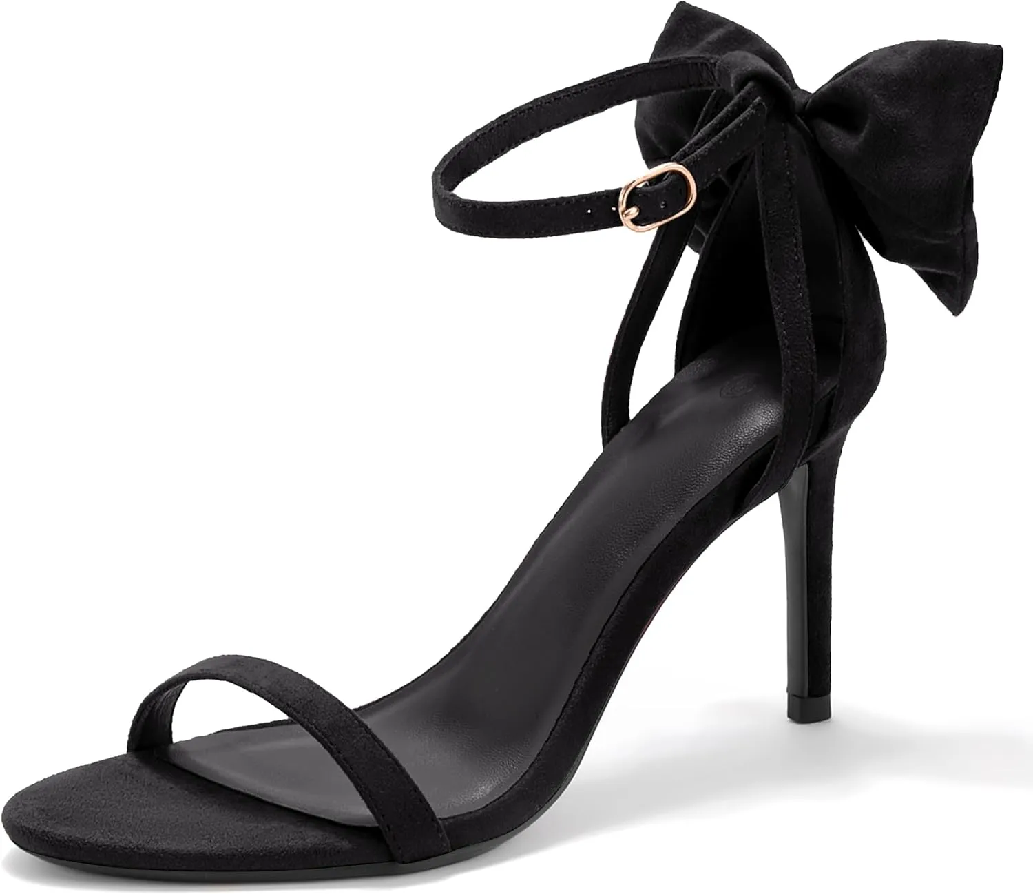 Coutgo Womens Ankle Strap High Heels Open Toe Stiletto Bow Tie Knot Heeled Sandals Fashion Wedding Dress Pump Shoes