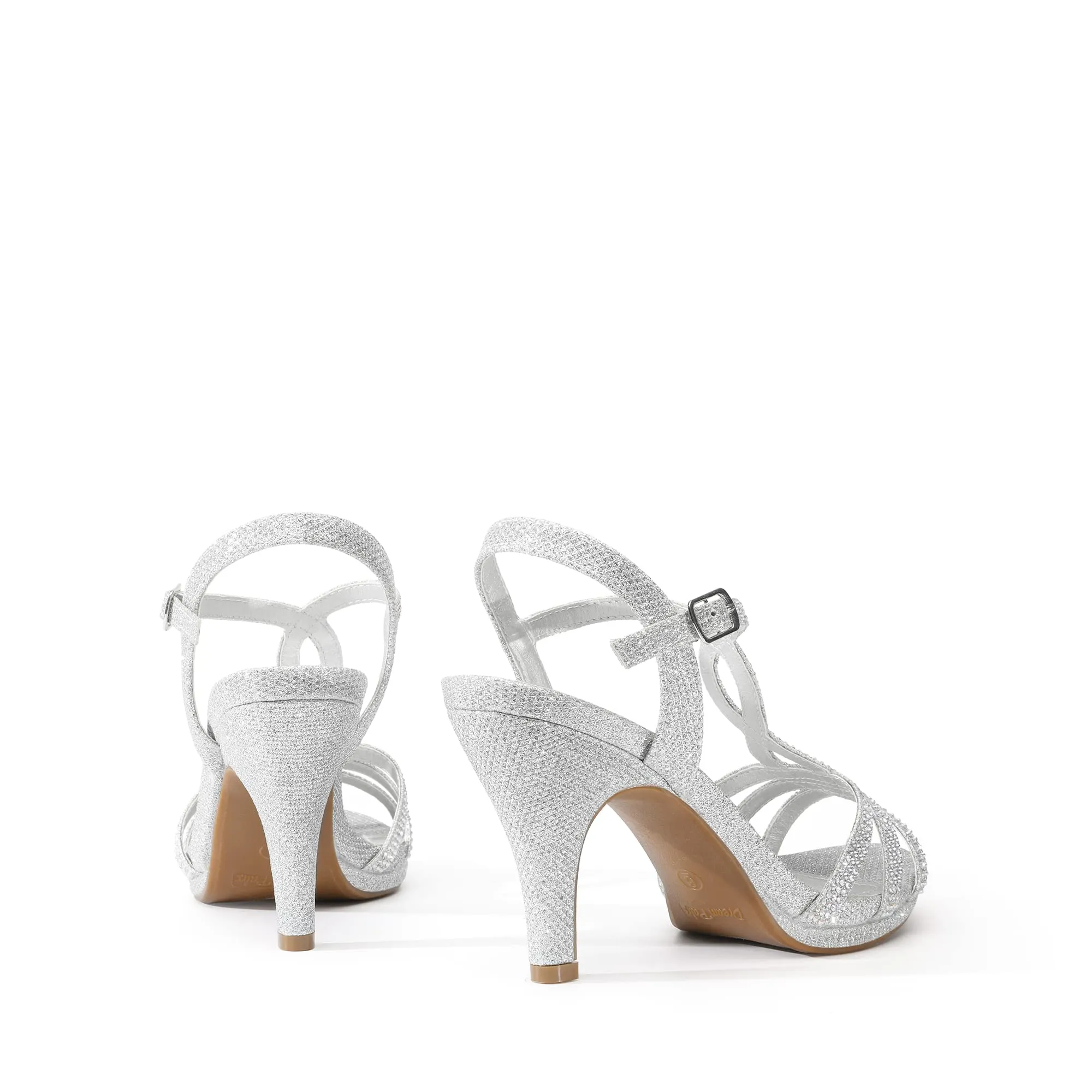 DREAM PAIRS Women's Fashion Stilettos Open Toe Pump Heel Sandals,Size 7.5,Silver/3
