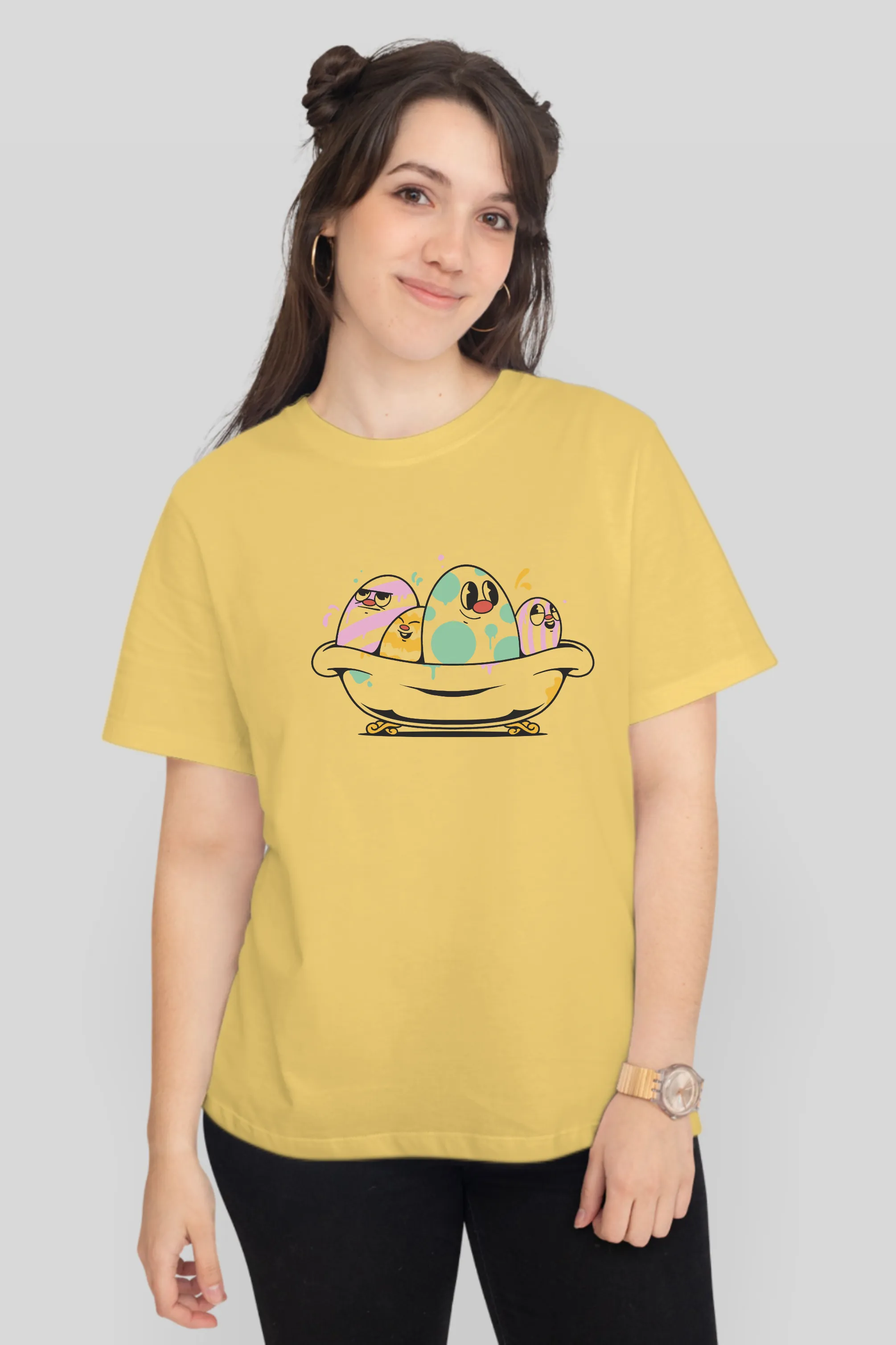 Eggcellent Bathtub Printed T-shirt for women