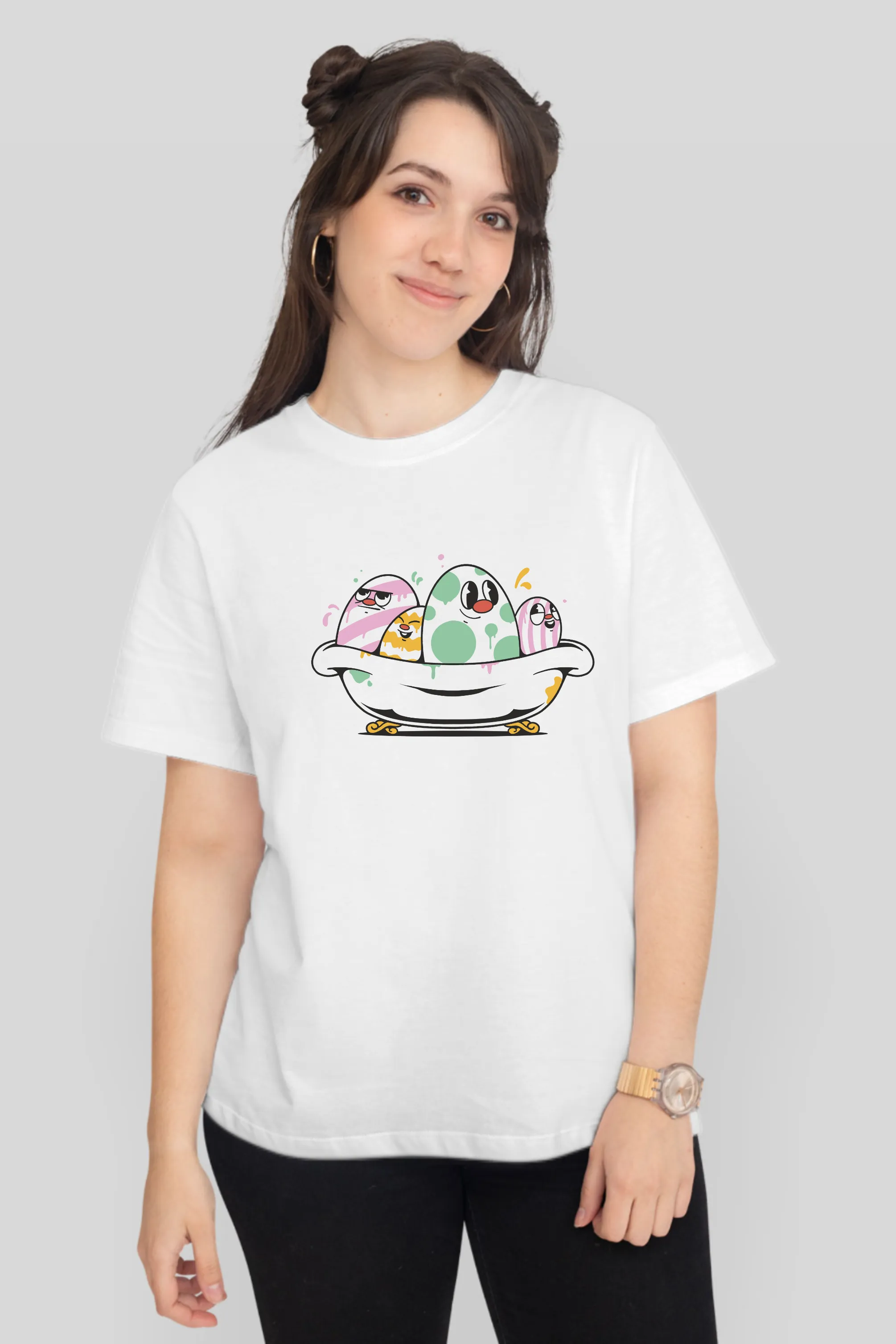 Eggcellent Bathtub Printed T-shirt for women