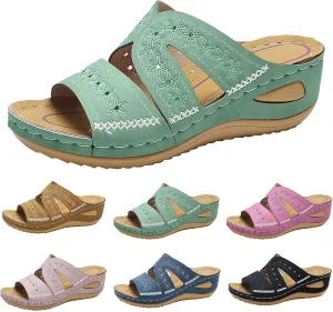 Fashion Orthopedic Sandals for Women Arch Support Recovery Slides Comfortable Walking Flip Flops Women Wedge Sandals Summer Beach Slipper Comfy Sandals Medium Heel Platforms Wedges Open Toe Shoes