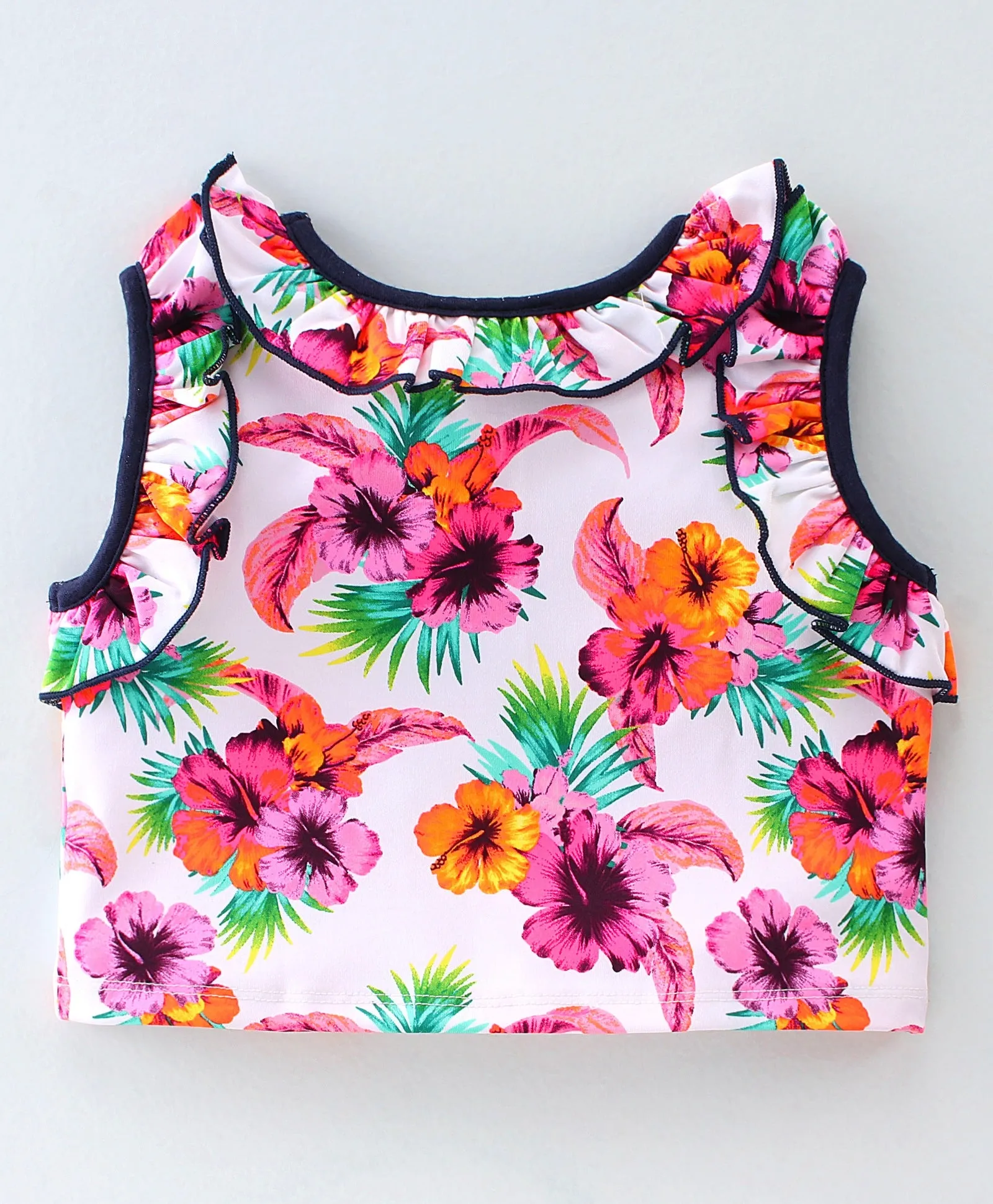 Floral Printed Frilled Top Flapped Short Set