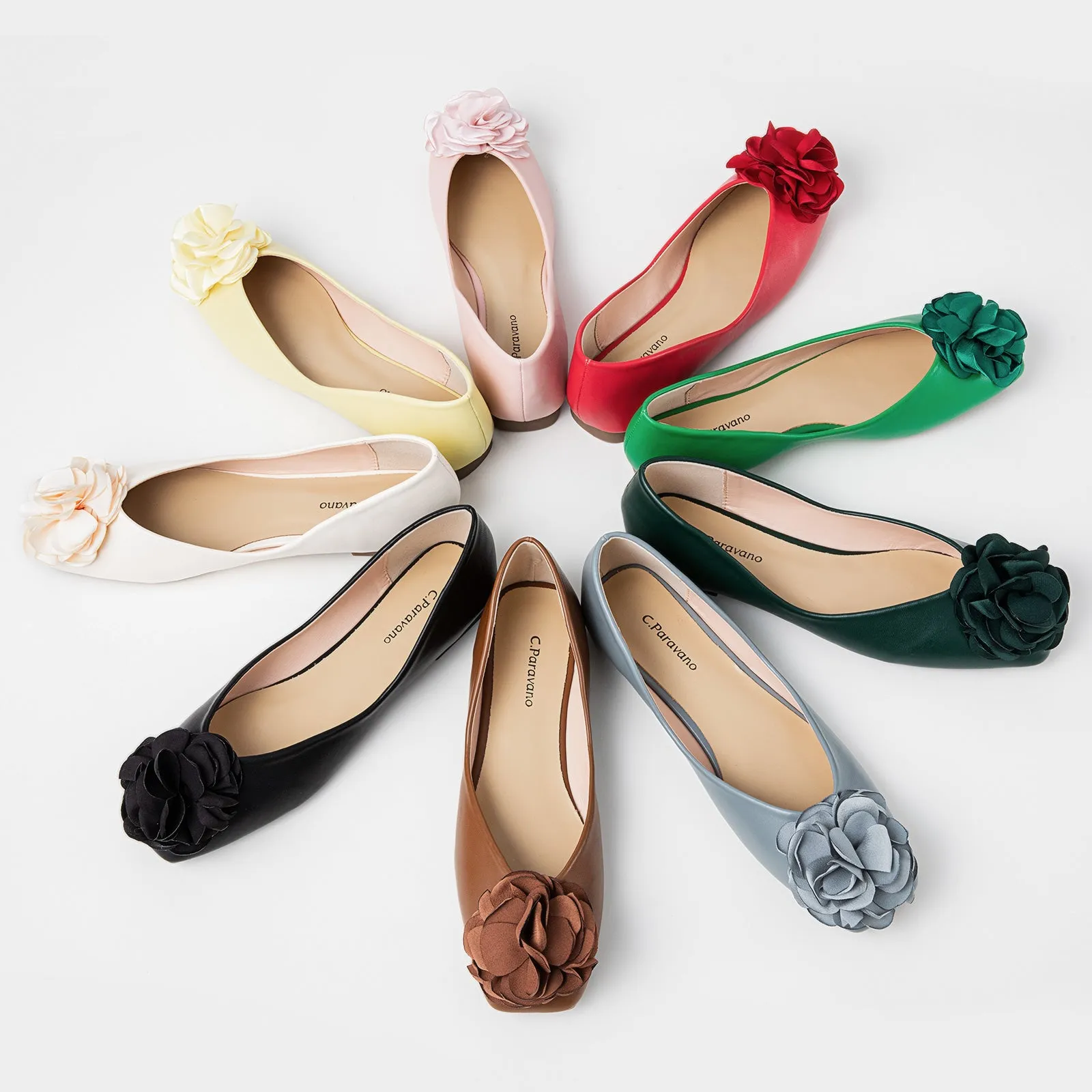 Flower Ballerina Flats (Eva) Red