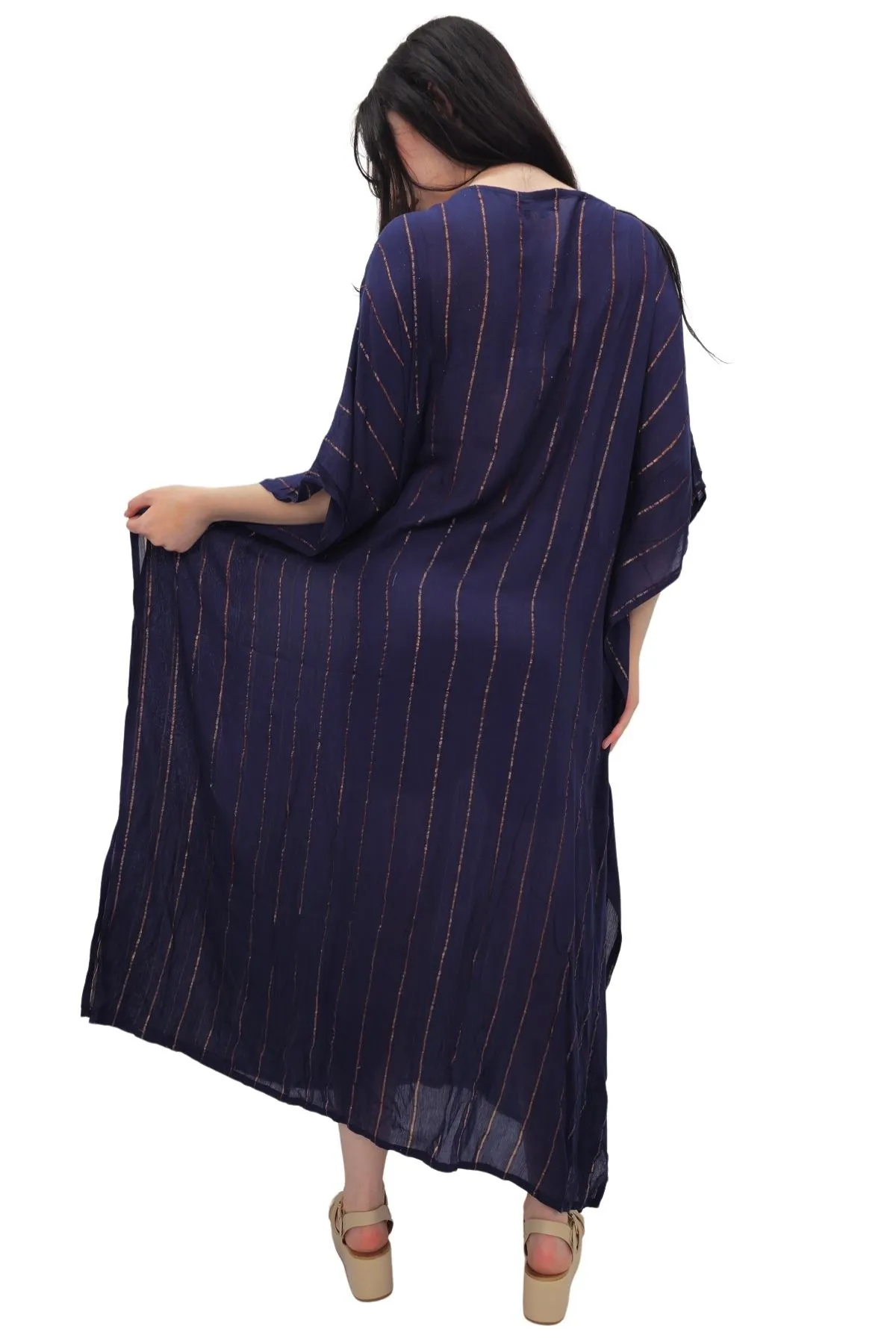 Gold Metallic Splash Stripe Overfit Kaftan