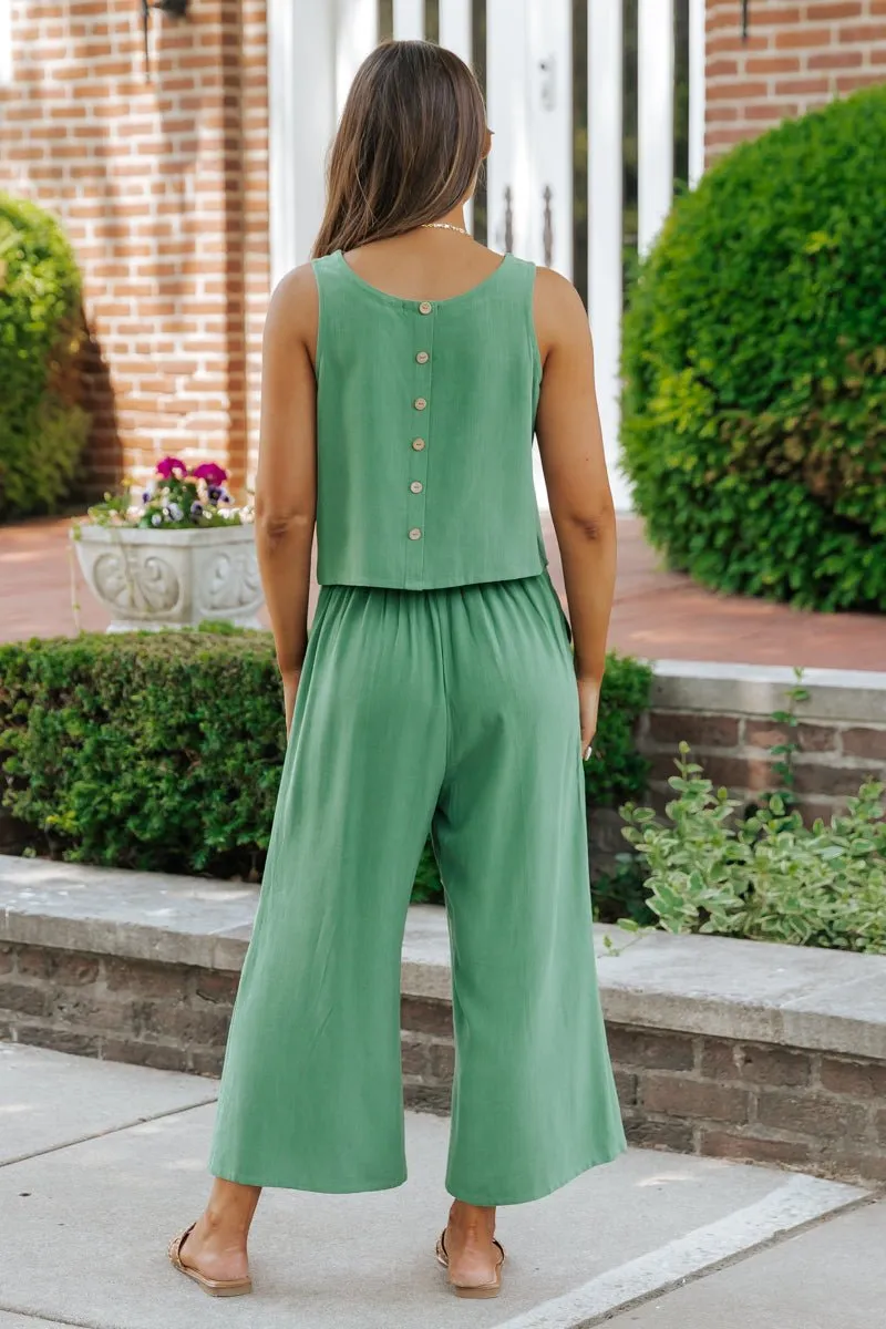 Green Tank & Cropped Pant Set - FINAL SALE