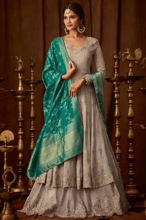 Grey Party Wear Lehenga Anarkali Suit