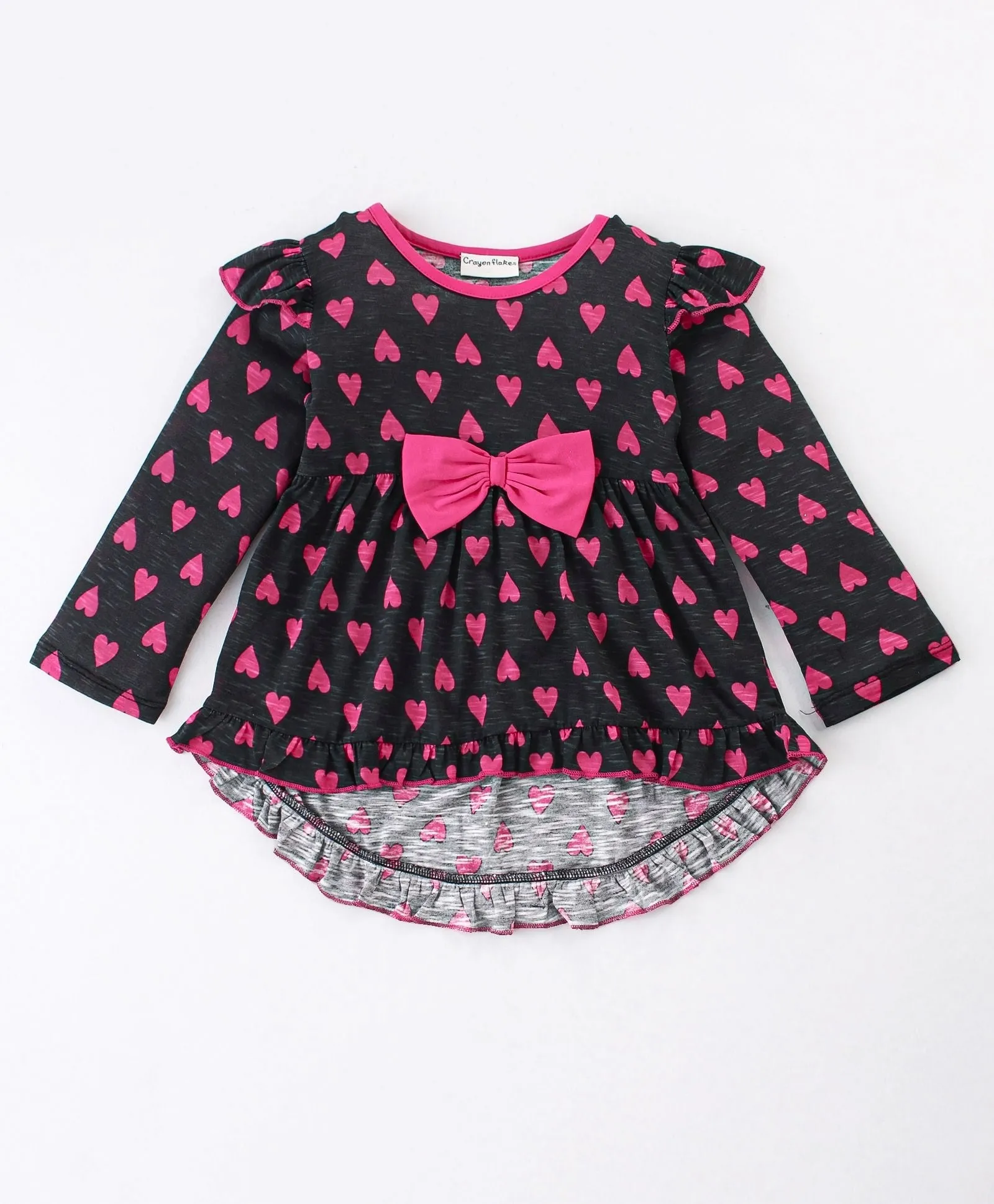 Hearts Frilled High Low Top Leggings Set