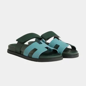 Hermes Chypre Sandals City Blue Bottle Green