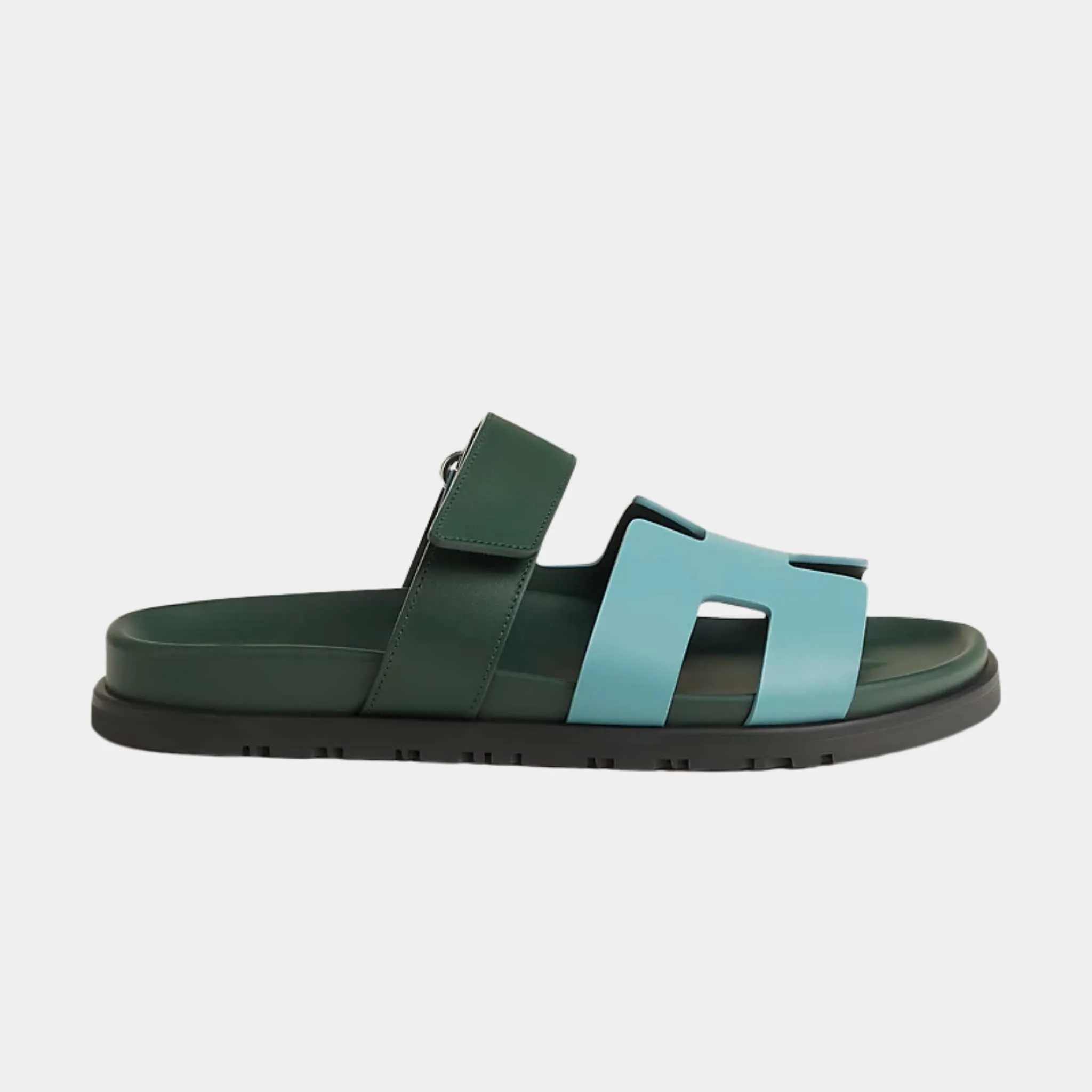 Hermes Chypre Sandals City Blue Bottle Green