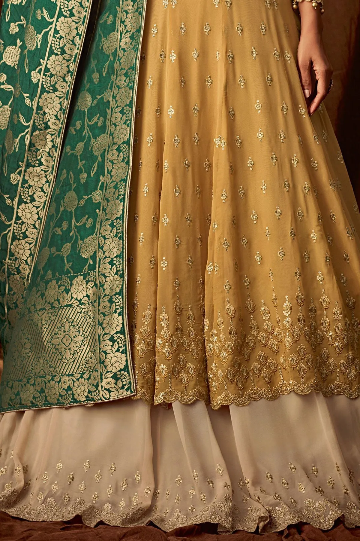 Honey Yellow Georgette Party Wear Anarkali Suit