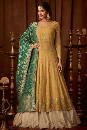 Honey Yellow Georgette Party Wear Anarkali Suit
