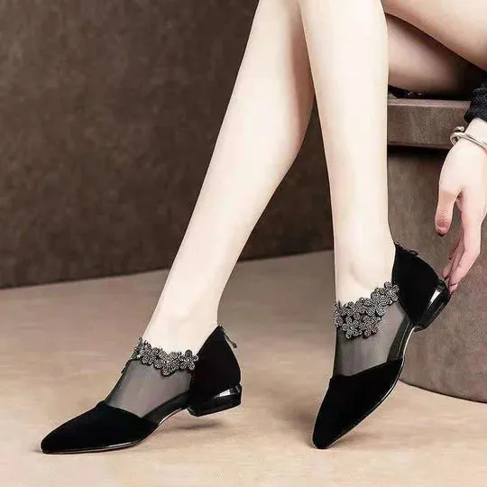 🔥Hot Sale🔥RHINESTONE STONE HOLLOW HEEL SHOES