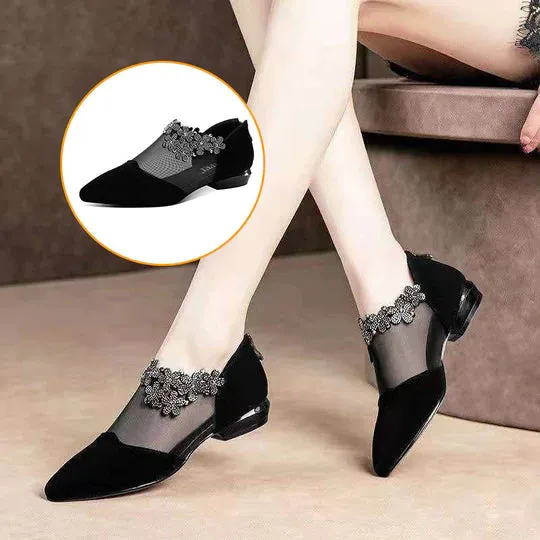 🔥Hot Sale🔥RHINESTONE STONE HOLLOW HEEL SHOES