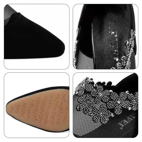 🔥Hot Sale🔥RHINESTONE STONE HOLLOW HEEL SHOES