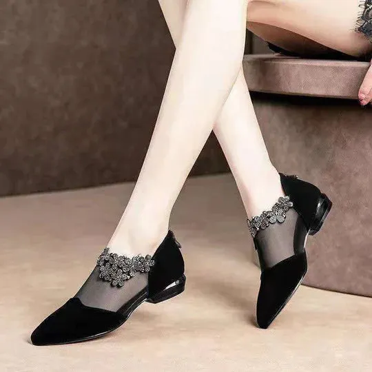 🔥Hot Sale🔥RHINESTONE STONE HOLLOW HEEL SHOES