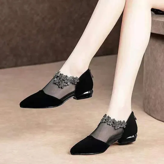 🔥Hot Sale🔥RHINESTONE STONE HOLLOW HEEL SHOES