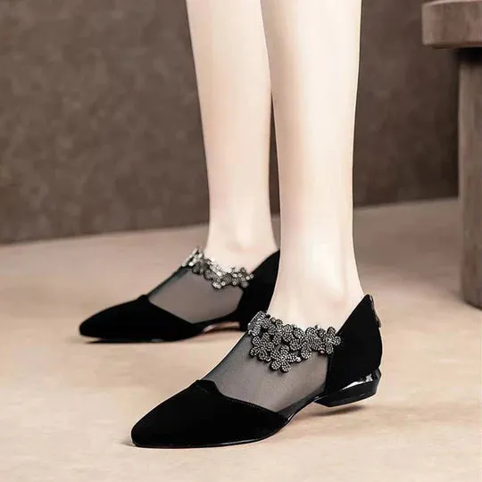 🔥Hot Sale🔥RHINESTONE STONE HOLLOW HEEL SHOES