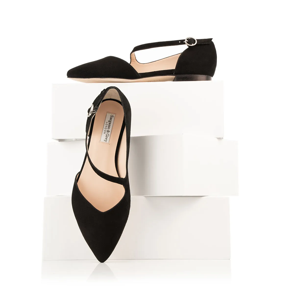 Indy Extra-Wide Fit Flats - Black Suede