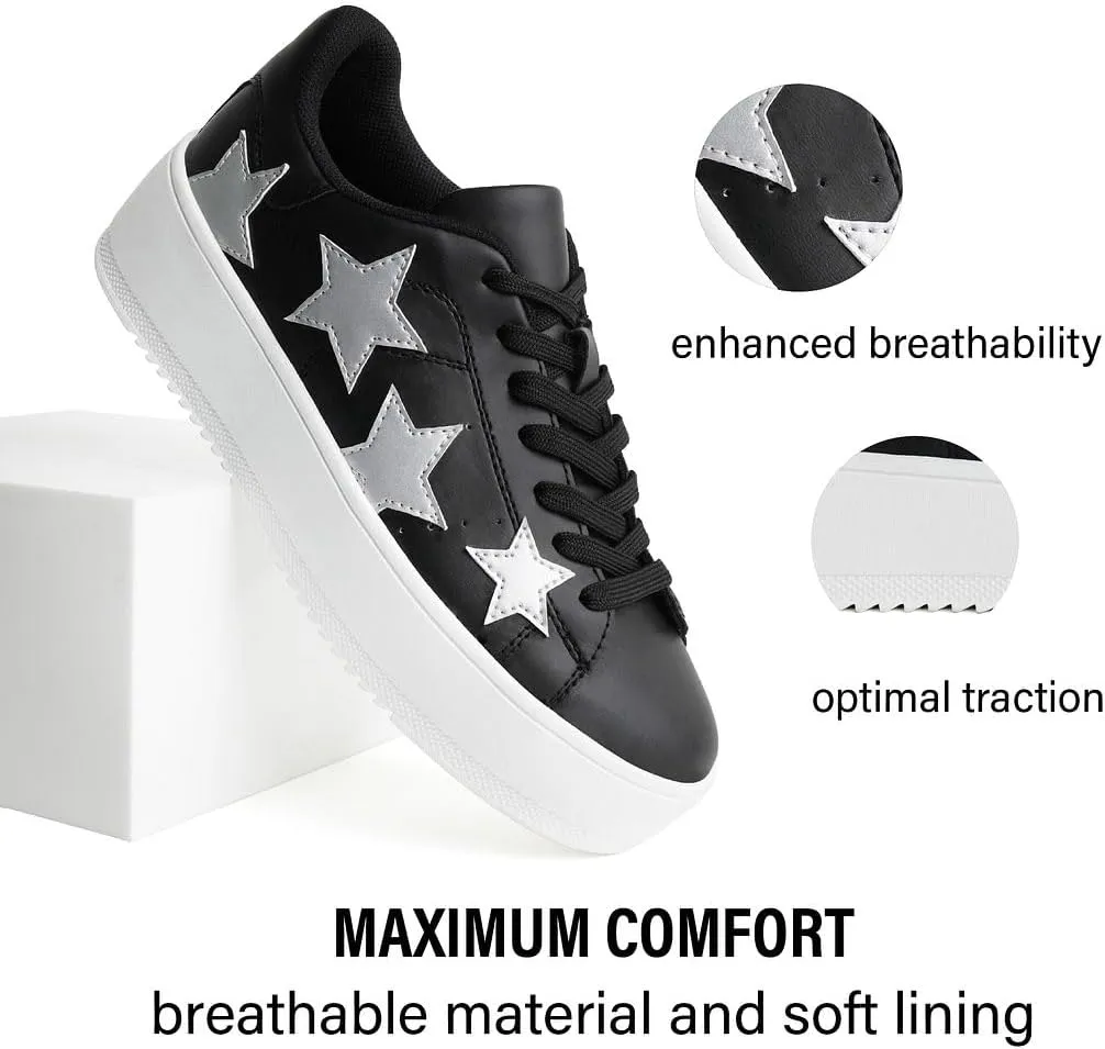 J. Adams Hero Platform Sneakers for Women - Casual Lace Up Fashion Tennis Shoes