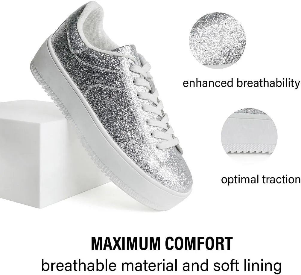 J. Adams Hero Platform Sneakers for Women - Casual Lace Up Fashion Tennis Shoes