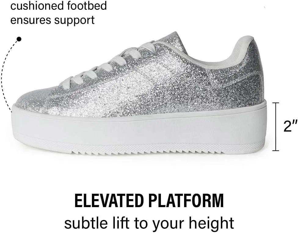 J. Adams Hero Platform Sneakers for Women - Casual Lace Up Fashion Tennis Shoes
