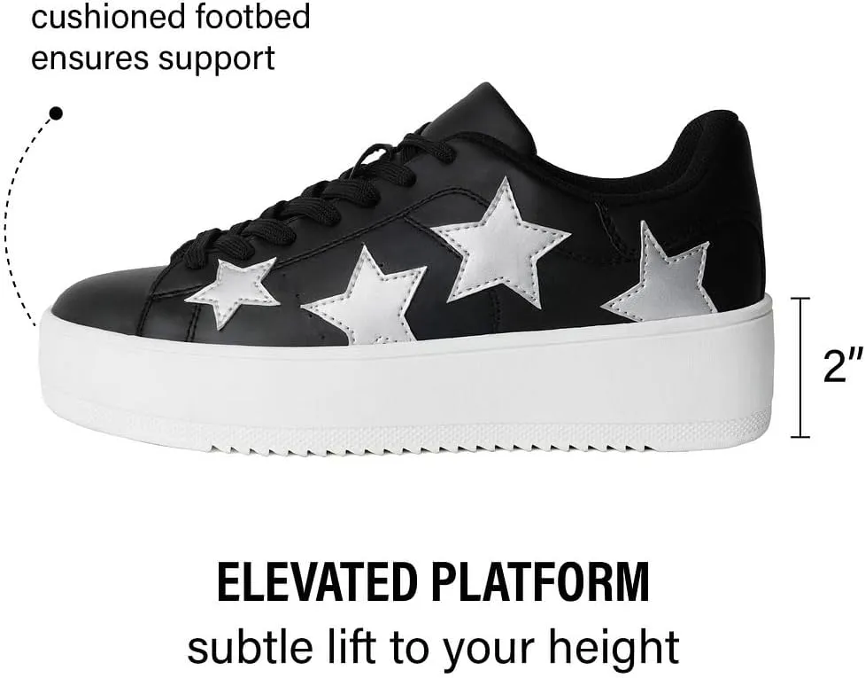 J. Adams Hero Platform Sneakers for Women - Casual Lace Up Fashion Tennis Shoes