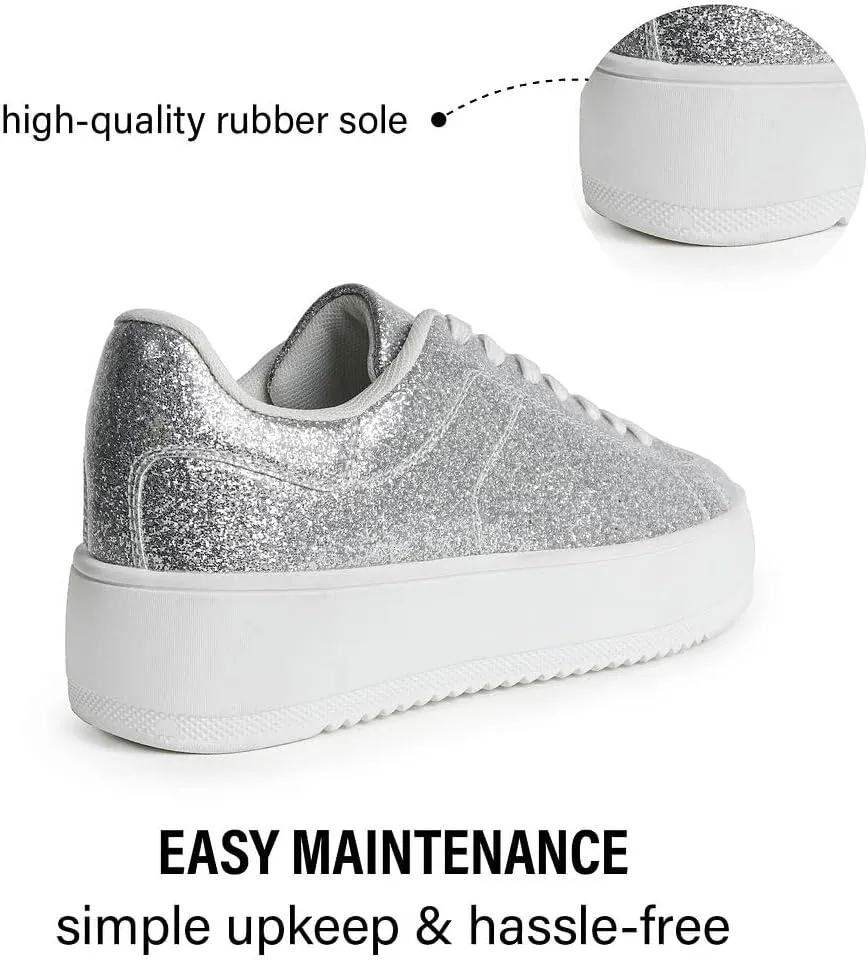 J. Adams Hero Platform Sneakers for Women - Casual Lace Up Fashion Tennis Shoes