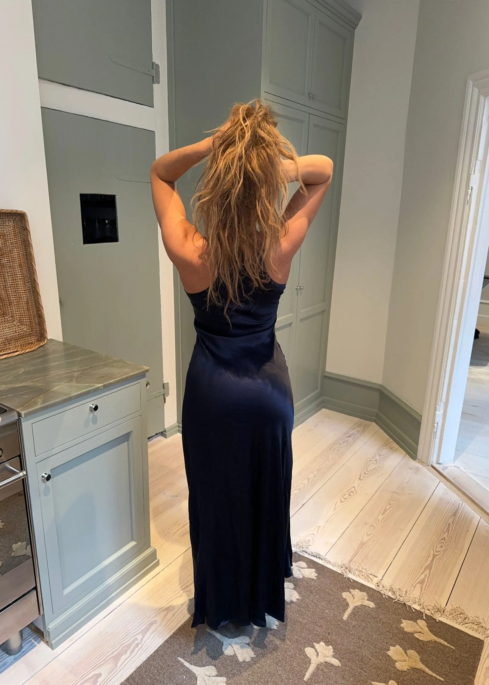 Jeanne satin dress - Navy